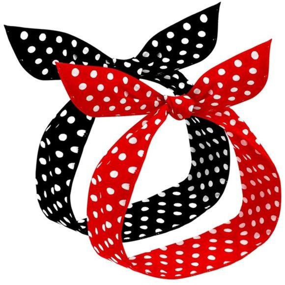 2Pieces Polka Dot Headbands for Girls and Women Headband Retro Bandana Halloween - Picture 1 of 6